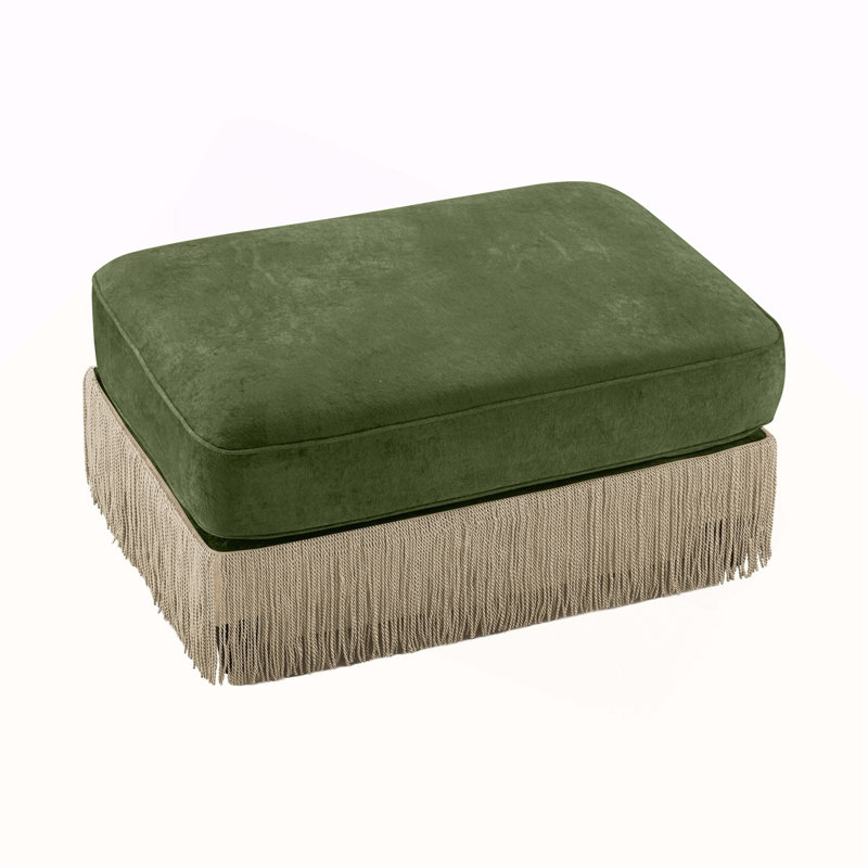 Repose-pieds en velours vert, L 37,6 po