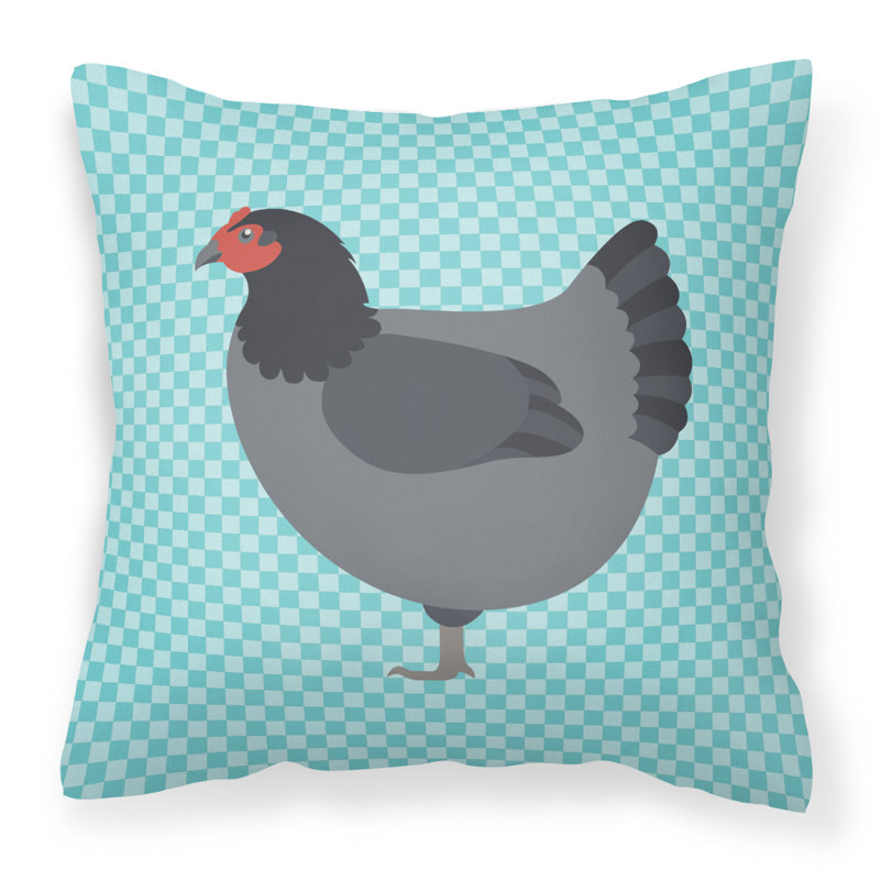 Coussin décoratif d’extérieur à motif de poulet à imprimé graphique, 18 po x 18 po, Bleu