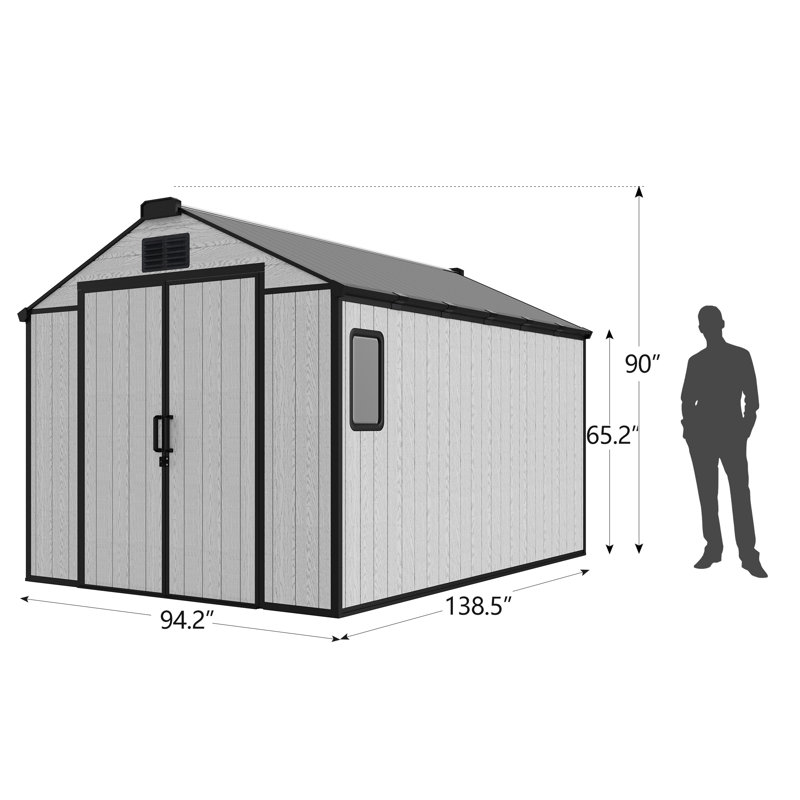 8 FT. W x 12 FT.D Resin Outdoor Storage Shed, Large Resin Sheds With Floor