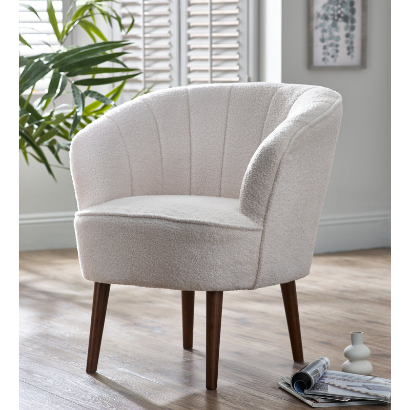 Ansley Upholstered Barrel Chair, White