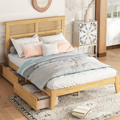 Full Size Bed With Impressive Headboard In White Oak Mesmerizing Space