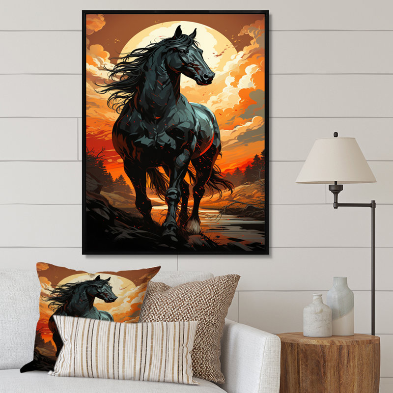 «Rossmanite a Black Horse in Nevada II», reproduction sur toile, H 44 po x l 34 po x P 1,5 po, Cadre flottant noir