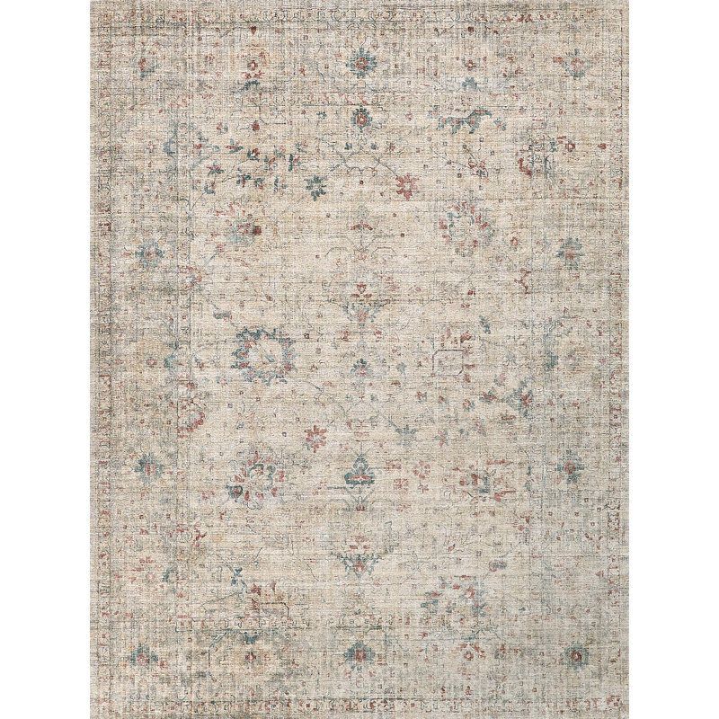Oriental Area Rug in Beige, Rectangle 6' x 9'