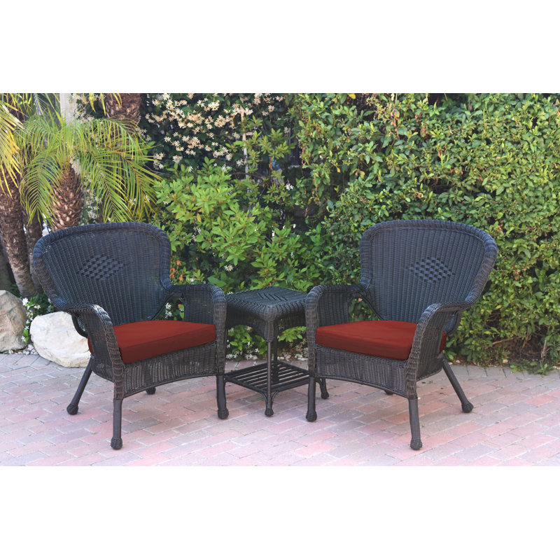 Batchelder 2 - Person Patio Conversation Set with Cushions, Tan, Black