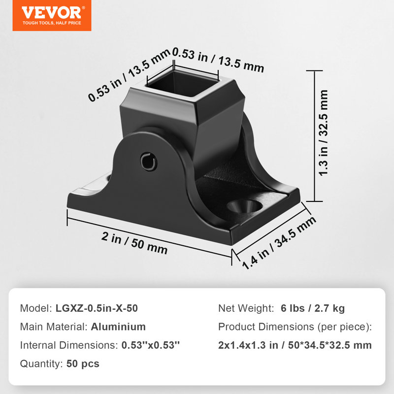 VEVOR Aluminum Alloy Baluster Shoes Square Balusters Baluster Wrought Spindles