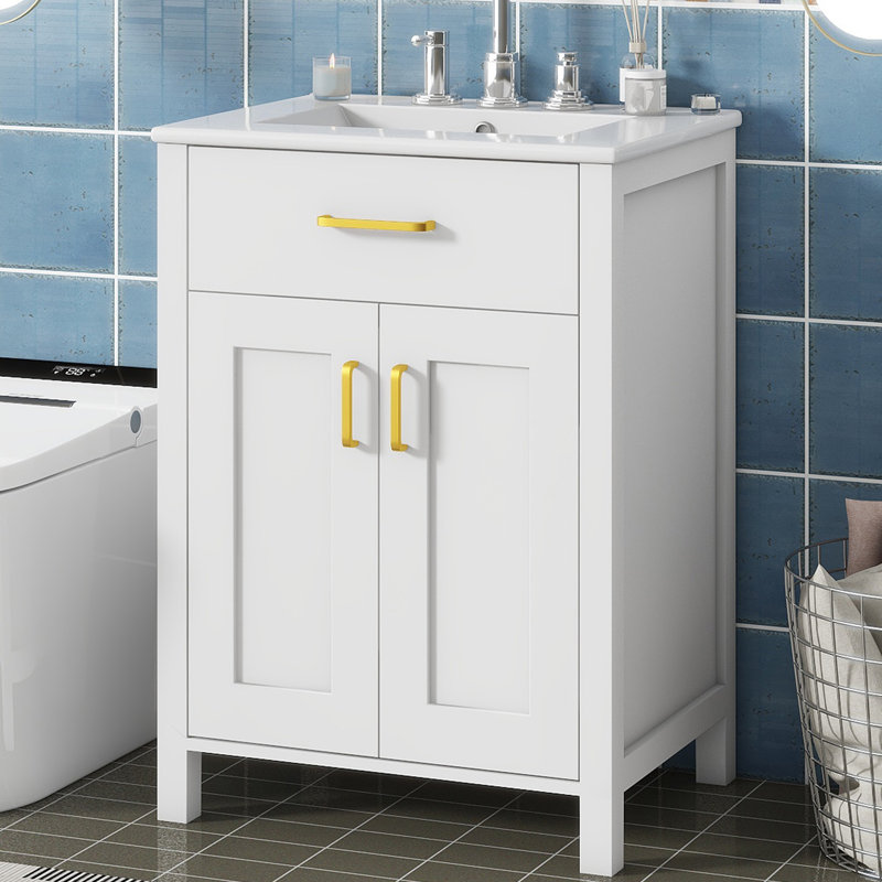 Babig 24.2'' Single Bathroom Vanity with Ceramic Top