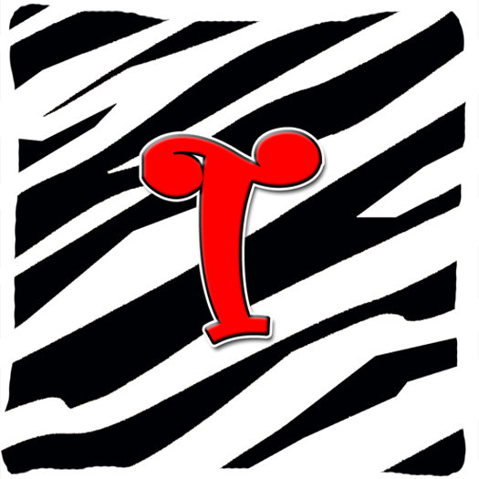 Monogramme initiale Zebra intérieur/extérieur Throw Pillow, T