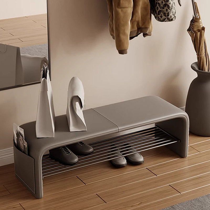 4 Pair Shoe Storage Bench, Gray