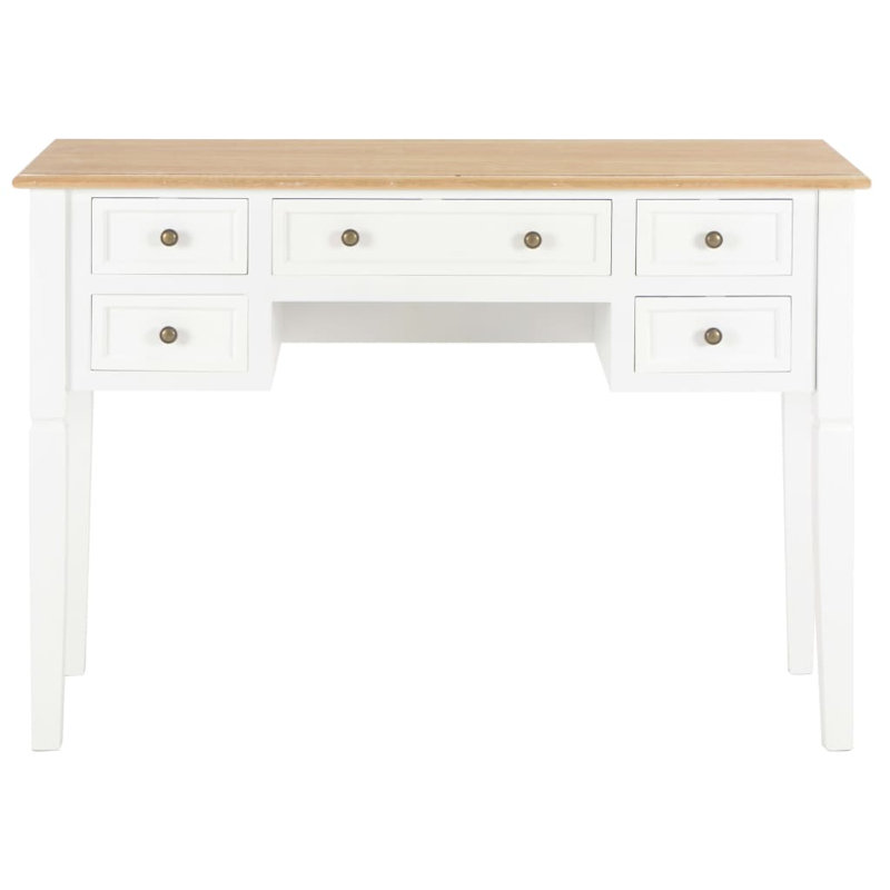 Bureau d'écriture en bois aggloméré brun et blanc, bureau de travail standard style contemporain