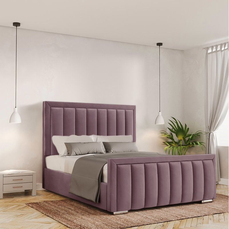 Bhopal Upholstered Ottoman Storage Bed, Double (4'6), Lilac