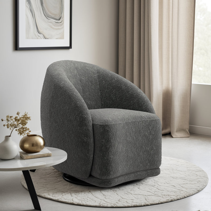Fauteuil d'appoint pivotant en velours Brunna, Gris
