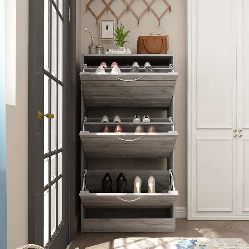 12 Pair Yellow Shoe Storage Cabinet by Millwood Pines