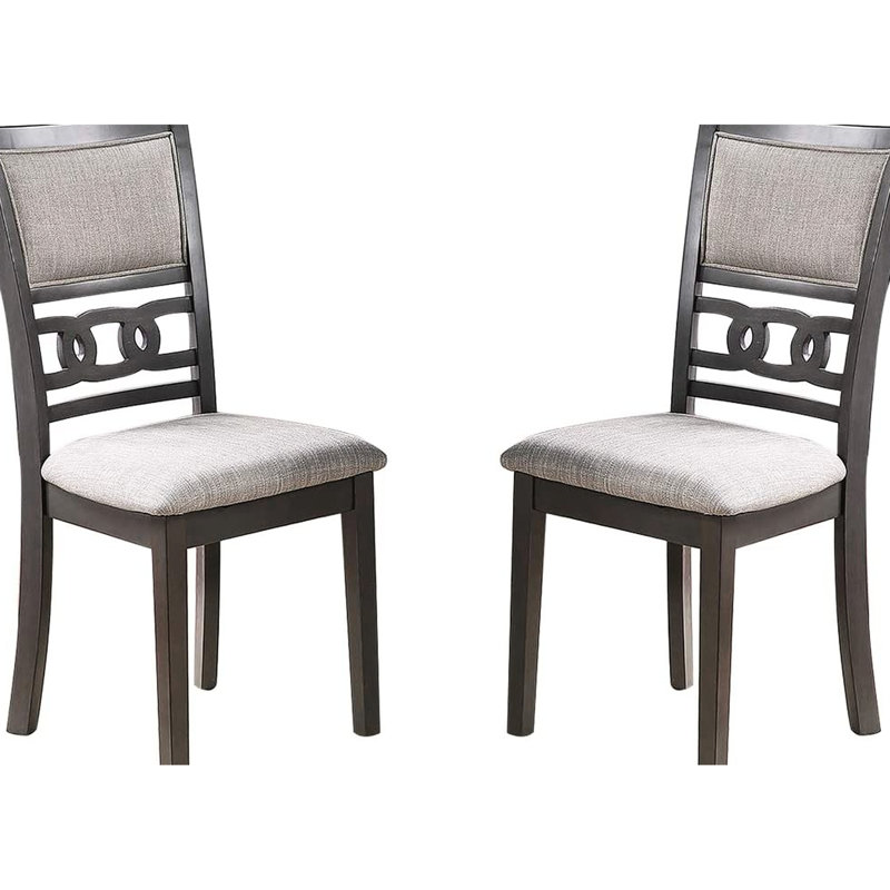Chaises d'appoint de salle à manger (2), couleur grise, siège très rembourré, design contemporain et bois d'hévéa (de 2), finition,