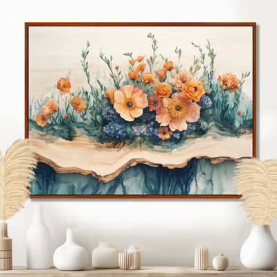 Connelly, bouquet de fleurs assorties sur une glissade en bois I - assortiment de bouquets d'art mural