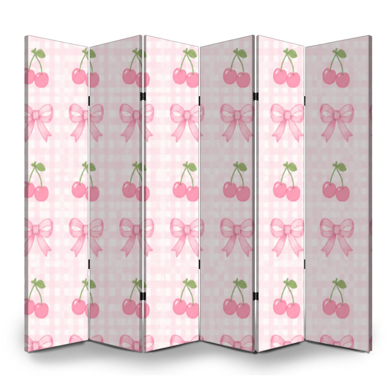 Cloison pliante à 4 panneaux avec paravent et cerisier rose, null, null
