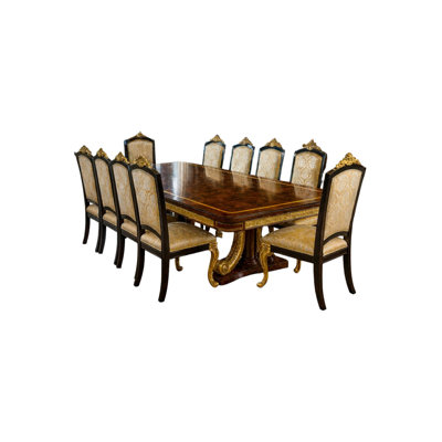 Millikin 11 - Piece Solid Wood Solid Wood Top Double Pedestal Dining Set