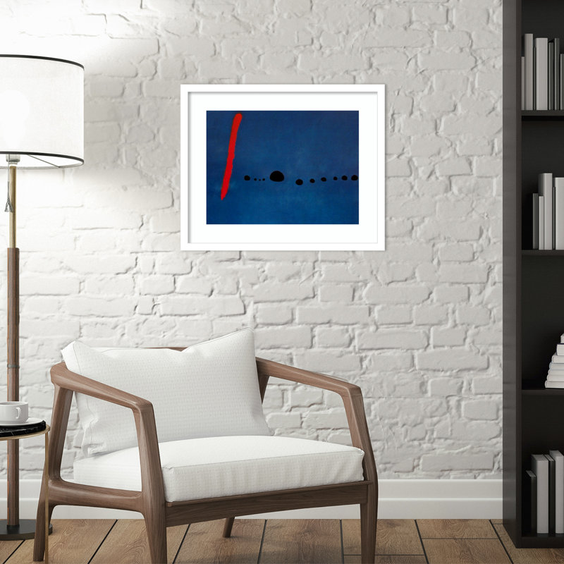 «Bleu II» par Joan Miro - impression encadrée, H 17 po x l 21 po, Papier encadré blanc
