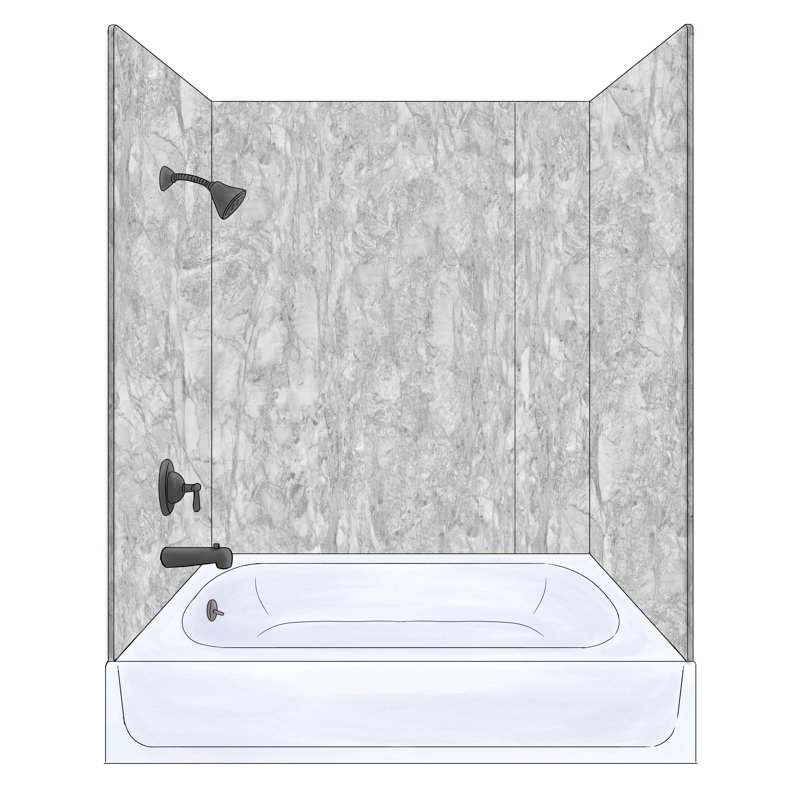 Bordure de panneau de baignoire en composite à trois parois l 72 po x H 33 po Polymarm - paroi arrière de 72 po avec joint