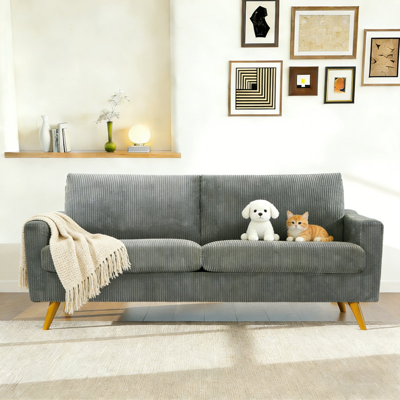 Canapé 68 po Mid-Century Modern, Gris foncé