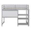 Lit mezzanine simple en bois avec tablettes, bureau, tableau d'écriture - ornement gris 3 po-869509118-869509117