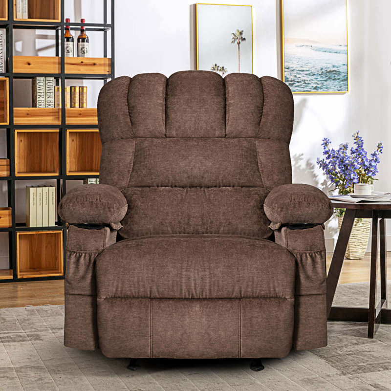 Fauteuil inclinable rembourré relevable, Tissu brun