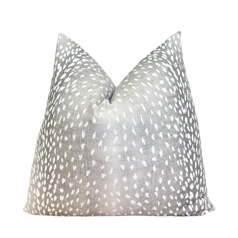 Housse de coussin en lin antilope, H 22 po x l 22 po, Imprimé animal gris