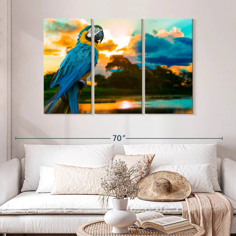 Macaw At Sunset, 32" H x 50" W
