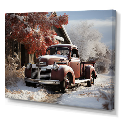 «Truck Pickup Charm In Winter», reproduction sur toile