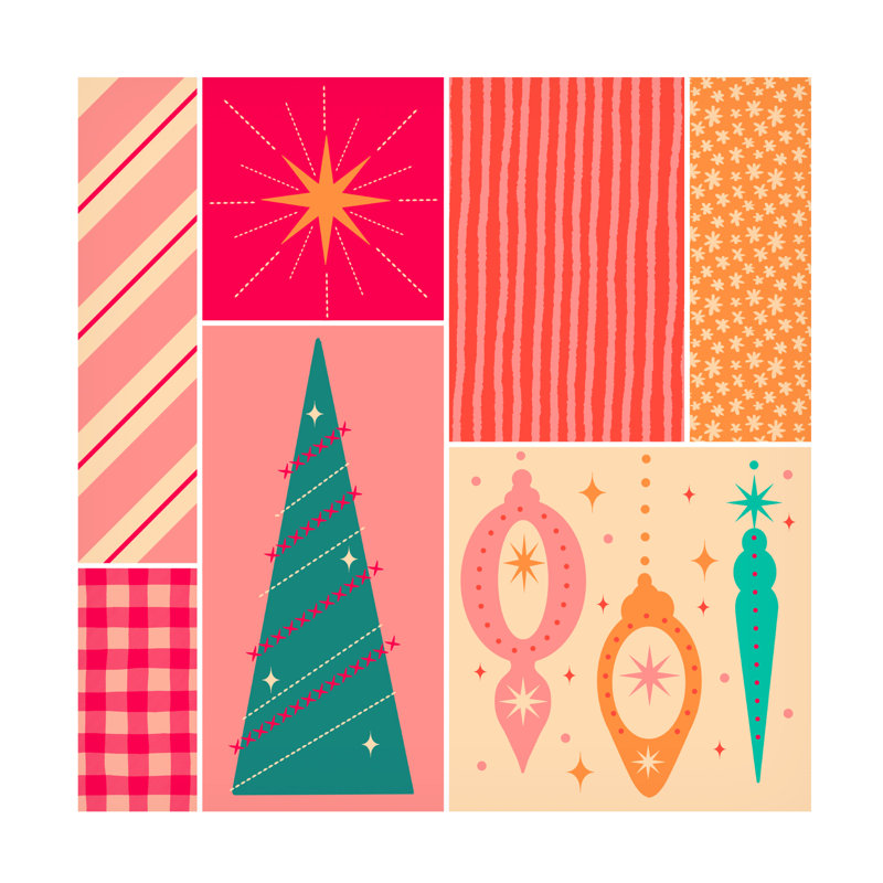 Art sur toile, arbre de Noël Rachel Hallquist, H 24 po x l 24 po