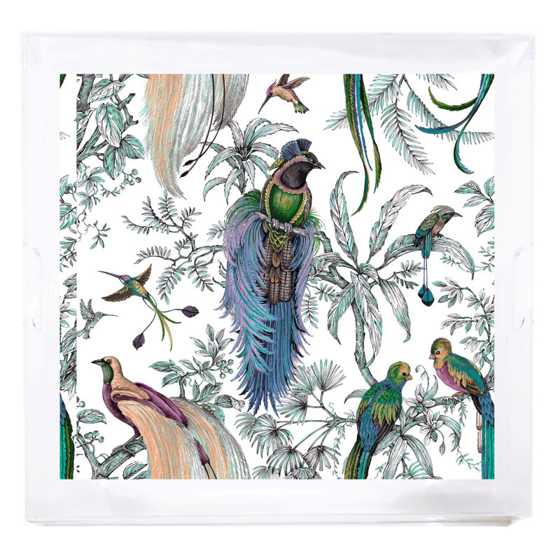 Audubon Exotica Acrylic Square Decorative Tray, Blue/Green/Multi