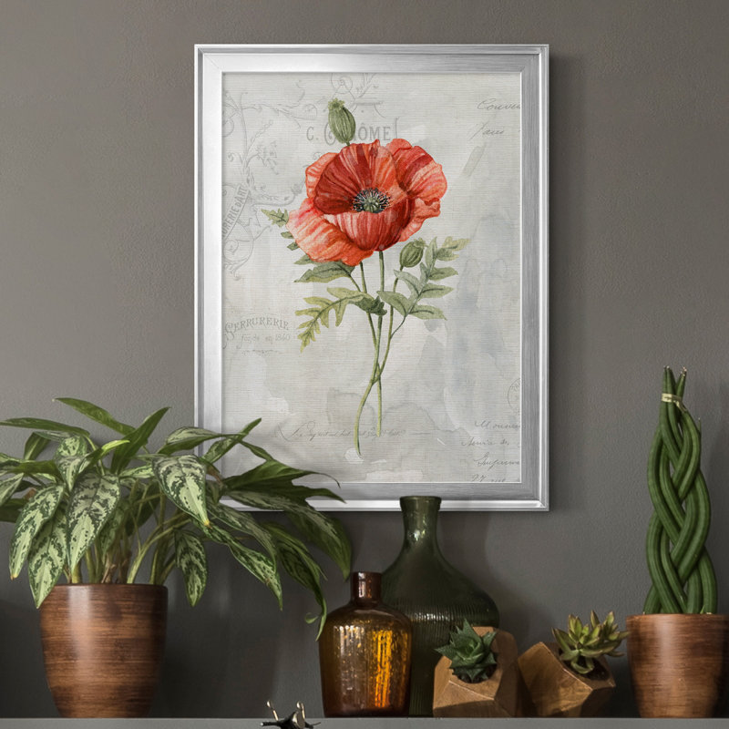 Lin coquelicot - peinture sur toile encadrée, H 22,5 po x l 30,5 po x P 1,5 po, Argent