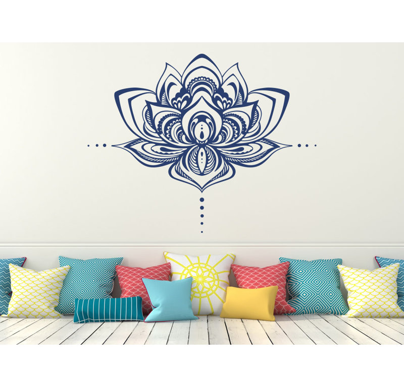 Décalcomanie murale fleur lotus Natazhat, Bleu marine