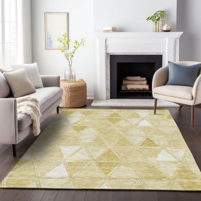 Premium Machine Washable Prisco Gold Rug