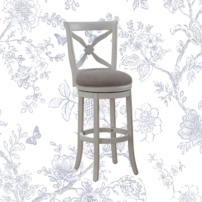 Swivel Upholstered Counter Stool with Solid Wood Frame, Bar Stool (26" Seat Height)