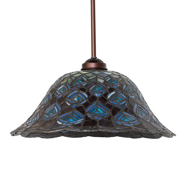 16" Wide Tiffany Peacock Feather Pendant
