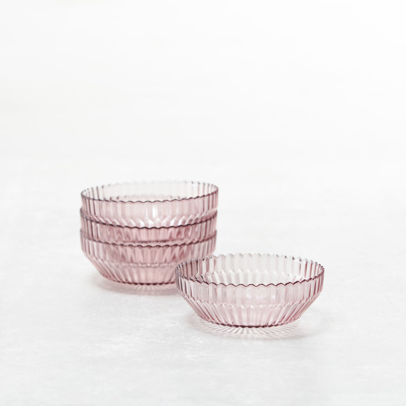 Fortessa Archie Glass, 23 Ounce/ 6 inch Cereal Bowl (Set of 4), Ginger Gold, Pink
