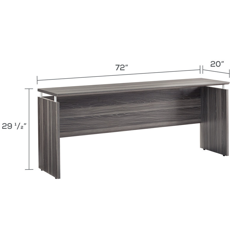 Maya Executive Gray Steel Laminate Credenza Desk with Filing Cabinet