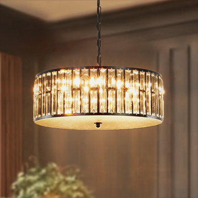 6-Light Modern Dimmable Crystal Drum Chandelier