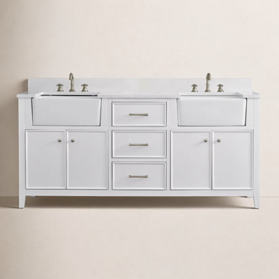 Aisa 72" Pine Double Bathroom Vanity