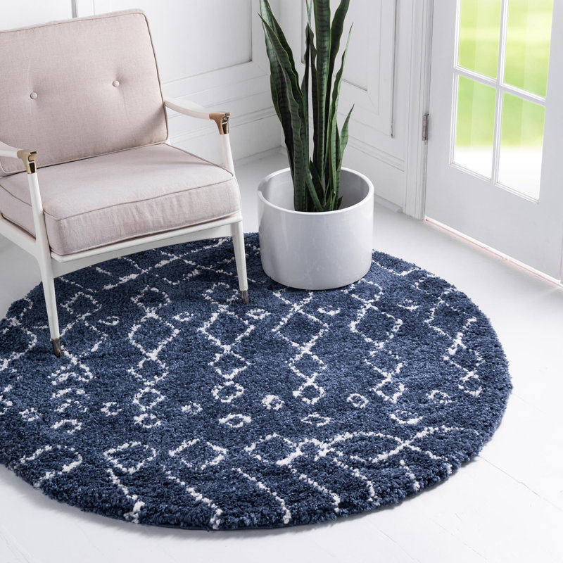 Paquette Geometric Shag Area Rug, Round 152cm