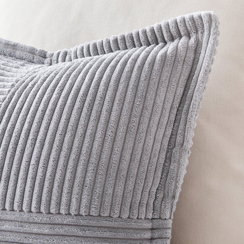 Housse de coussin carré en velours côtelé, H 18 po x l 18 po, Gris