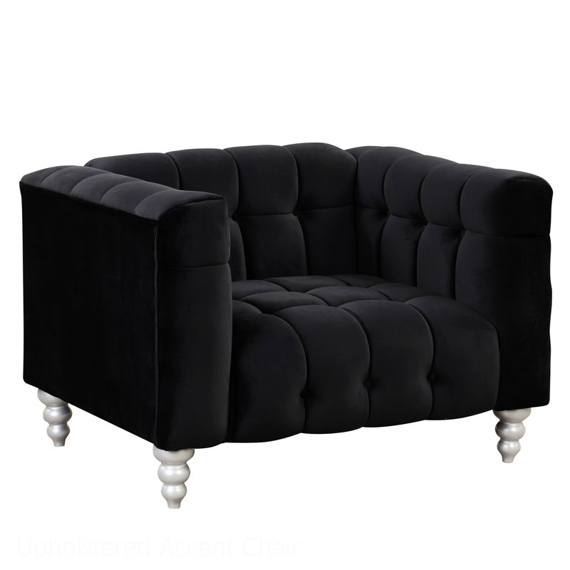 Aisyah Upholstered Armchair, Black Polyester