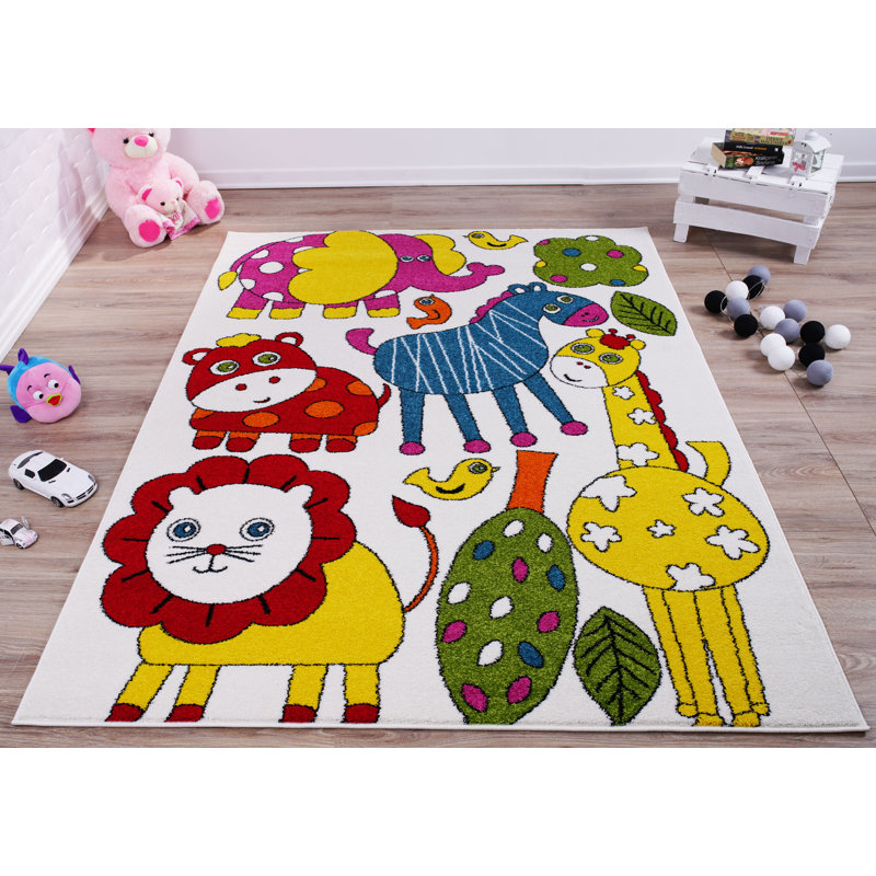 Kindig Geometric Red/Yellow Area Rug, Rectangle 3'11" x 5'3"