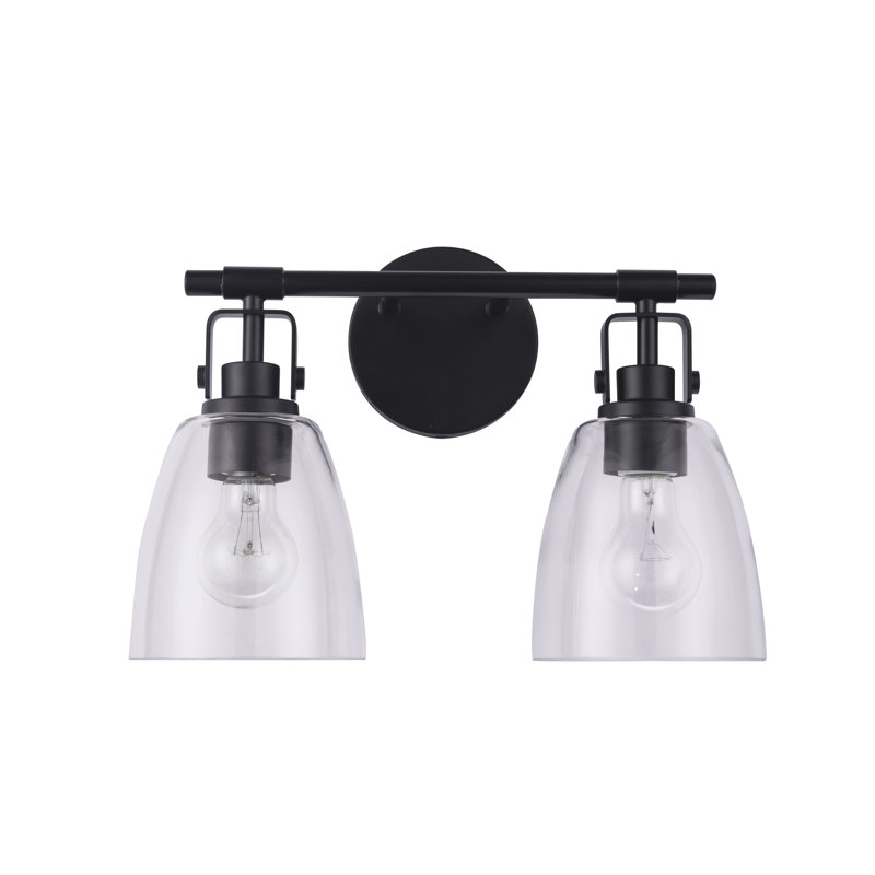 Greyling Modern Farmhouse 2-Light Vanity Light, Matte Black