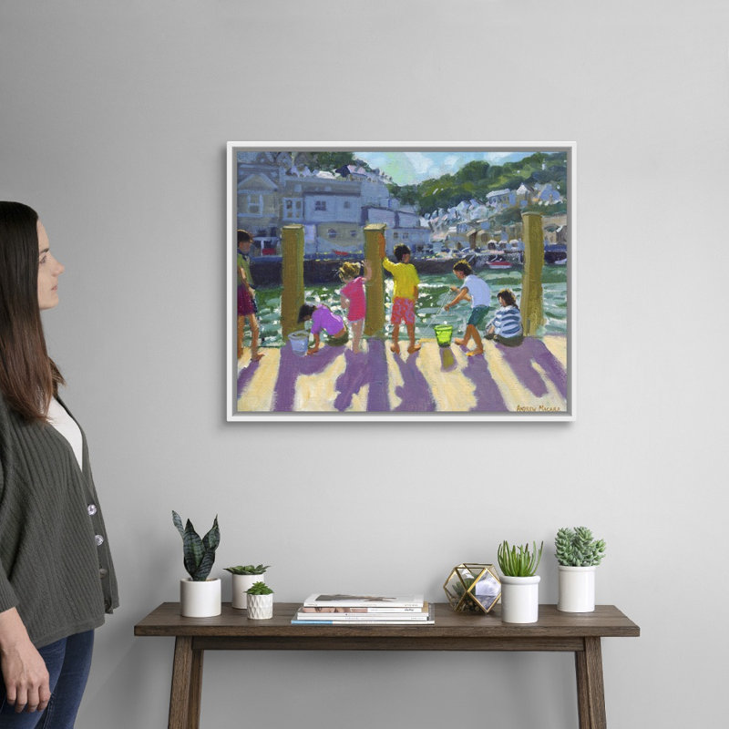 «Quayside Fishing, Looe, 2015» par Andrew Macara, reproduction d'art graphique sur toile, H 26 po x l 32 po x P 1,75 po