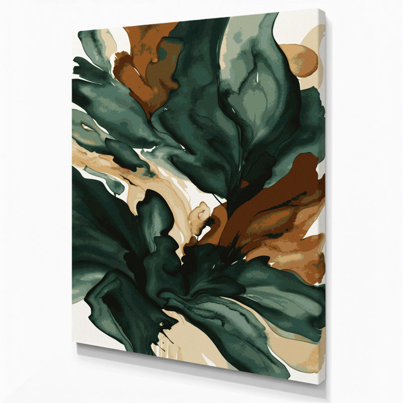 Aquarelle abstraite 32, art mural sur toile verte