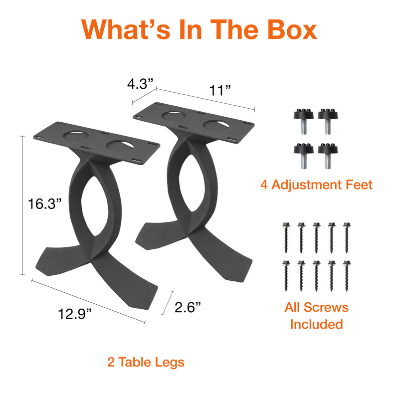 Curva 16.3"H Metal Bench Legs