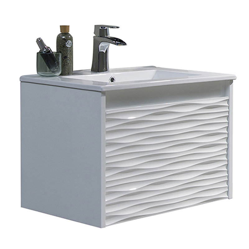 30" Wall Mounted & Floating Single Vanity with Ceramic Sink, White