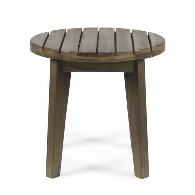 Outdoor 16" Acacia Wood Side Table, Gray Finish