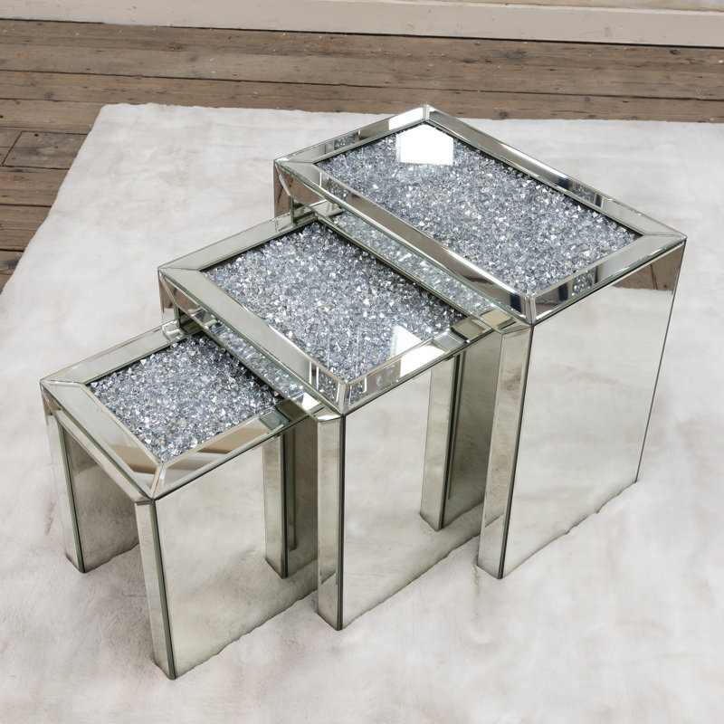 Howe Venetian Crushed Diamond 3 Piece Nest of Tables